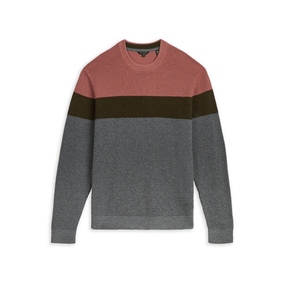 Men Mmk-Lastmi-Ls Colour Block Textured Crew Neck Jumper - Pink