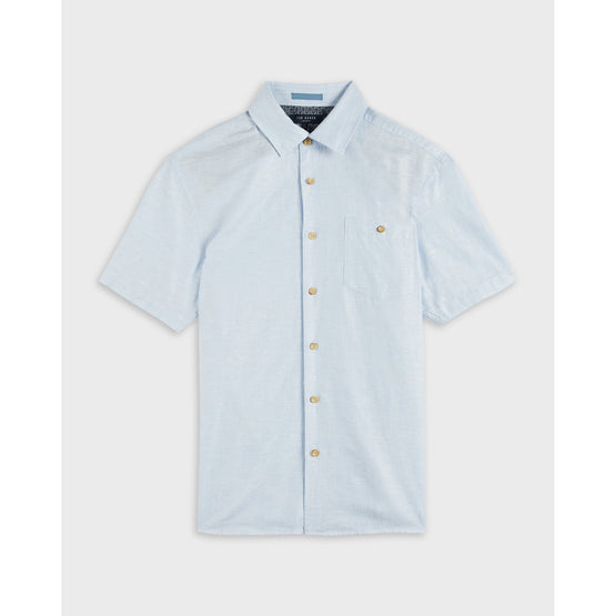 Men Mma-Civiche-Ss Plain Linen Shirt - Lt-Blue