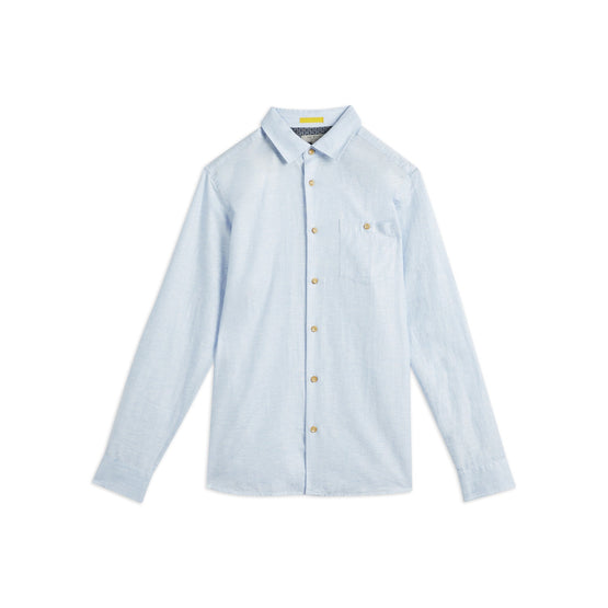 Men Mma-Sauss-Ls Linen Shirt - Lt-Blue