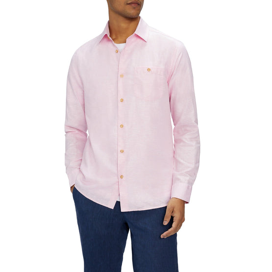 Men Mma-Sauss-Ls Linen Shirt - Pink