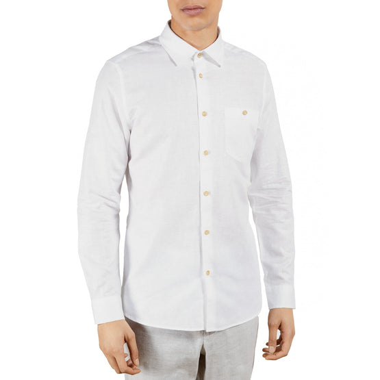 Men Mma-Sauss-Ls Linen Shirt - White