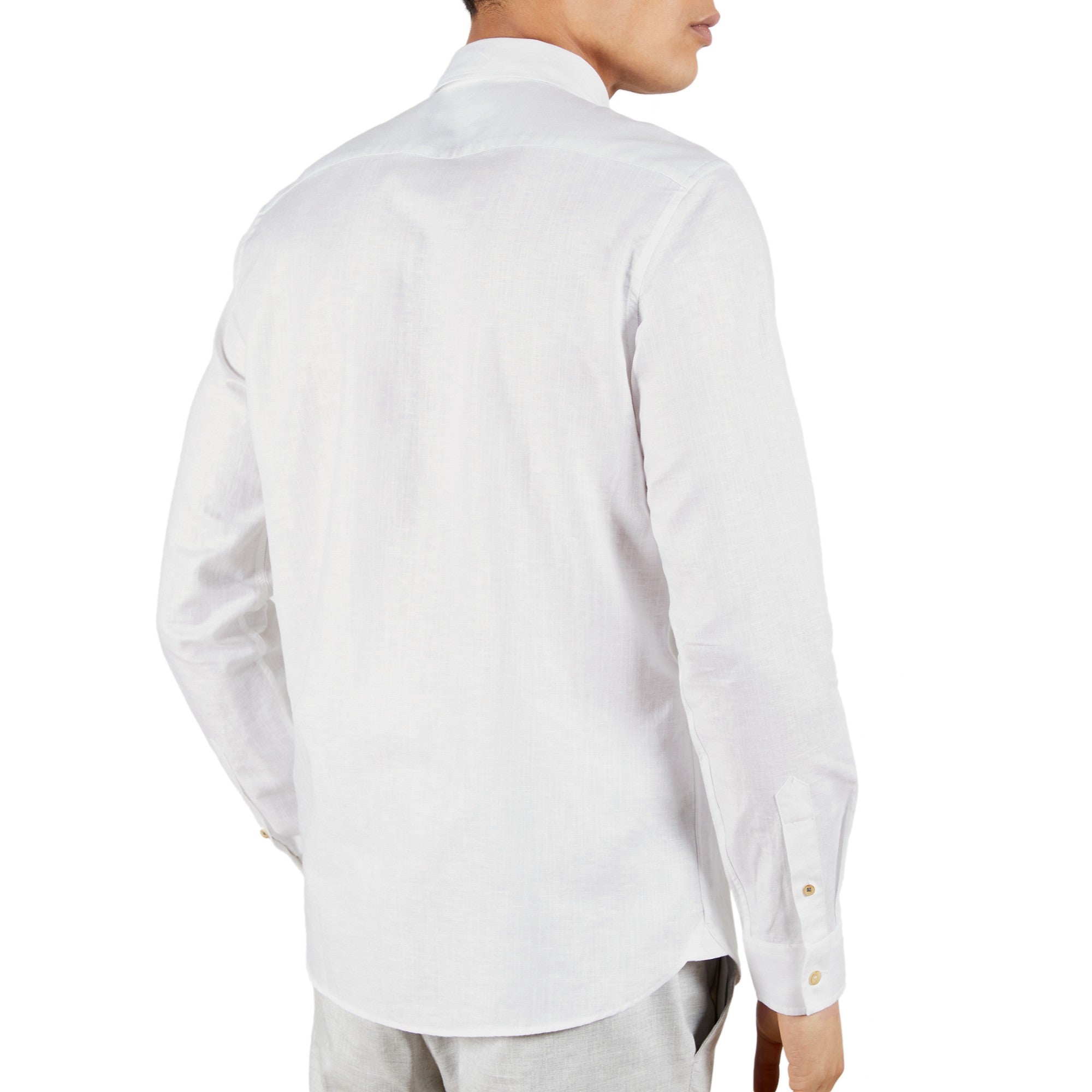 Men Mma-Sauss-Ls Linen Shirt - White