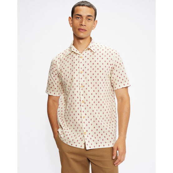 Men Mma-Ginton-Ss Diamond Geo Print Shirt - White