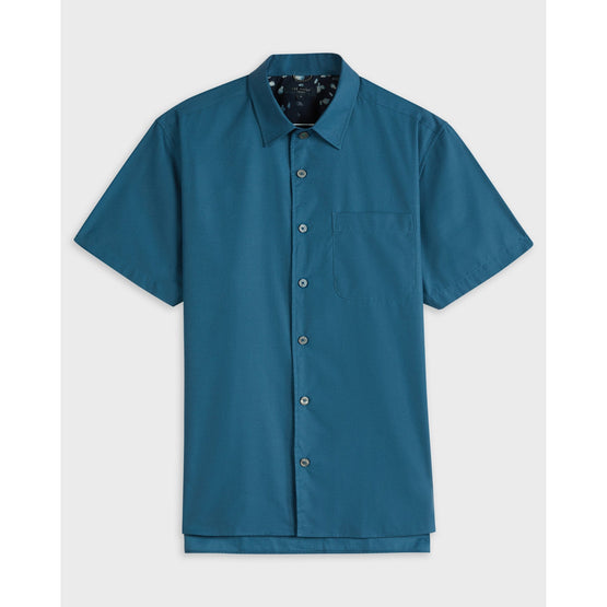 Men Mma-Wolks-Ss Drop Hem Plain Shirt - Blue