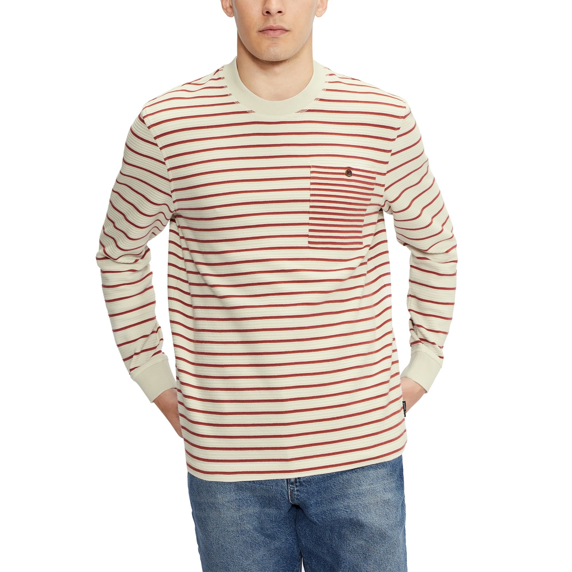 Men Mmb-Koncall-Ls Striped Lightweight Sweat - White-Grey