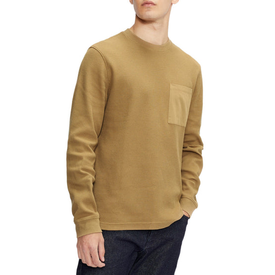 Men Mmb-Zaplan-Ls Textured Crew Neck - Brown