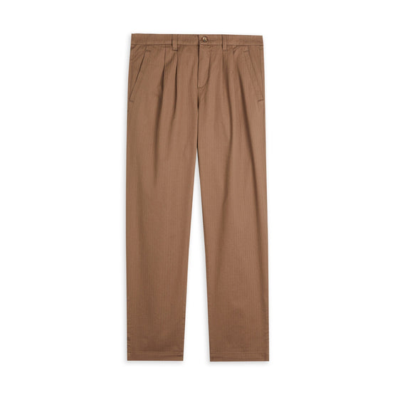 Men Mmt-Talkin-Pleated Herringbone Trouser - Dk-Brown