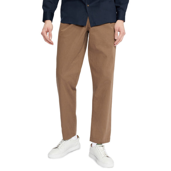 Men Mmt-Talkin-Pleated Herringbone Trouser - Dk-Brown