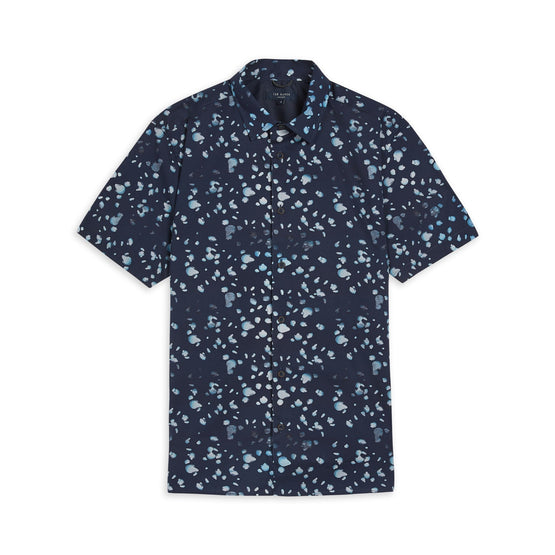 Men Mma-Thouhts-Ss Raindrop Print Shirt - Blue