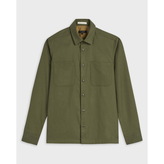 Men Mma-Lessons-Ls Twill Flannel Shacket - Green