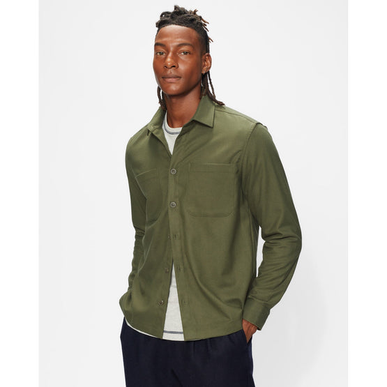 Men Mma-Lessons-Ls Twill Flannel Shacket - Green