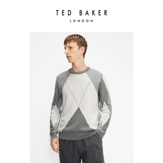 Men Mmk-Avebury-Ls Diamond Crew Neck - Grey