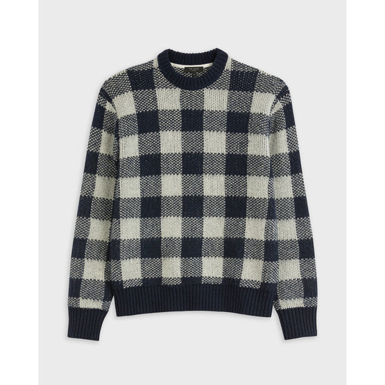 Men Mmk-Stirlin-Ls Check Crew Neck - Navy