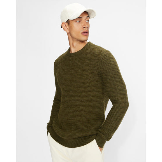 Men Mmk-Brock-Ls Textured Crew Neck - Khaki