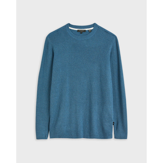 Men Mmk-Sett-Ls Textured Crew Neck - Brt-Blue