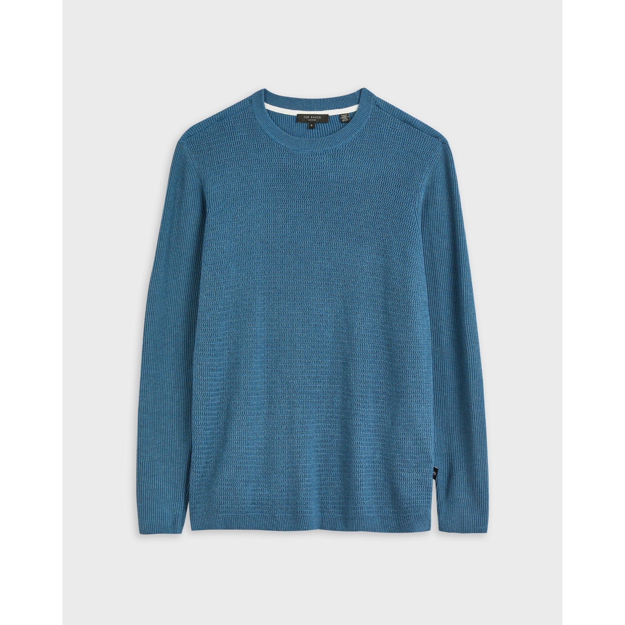Men Mmk-Sett-Ls Textured Crew Neck - Brt-Blue