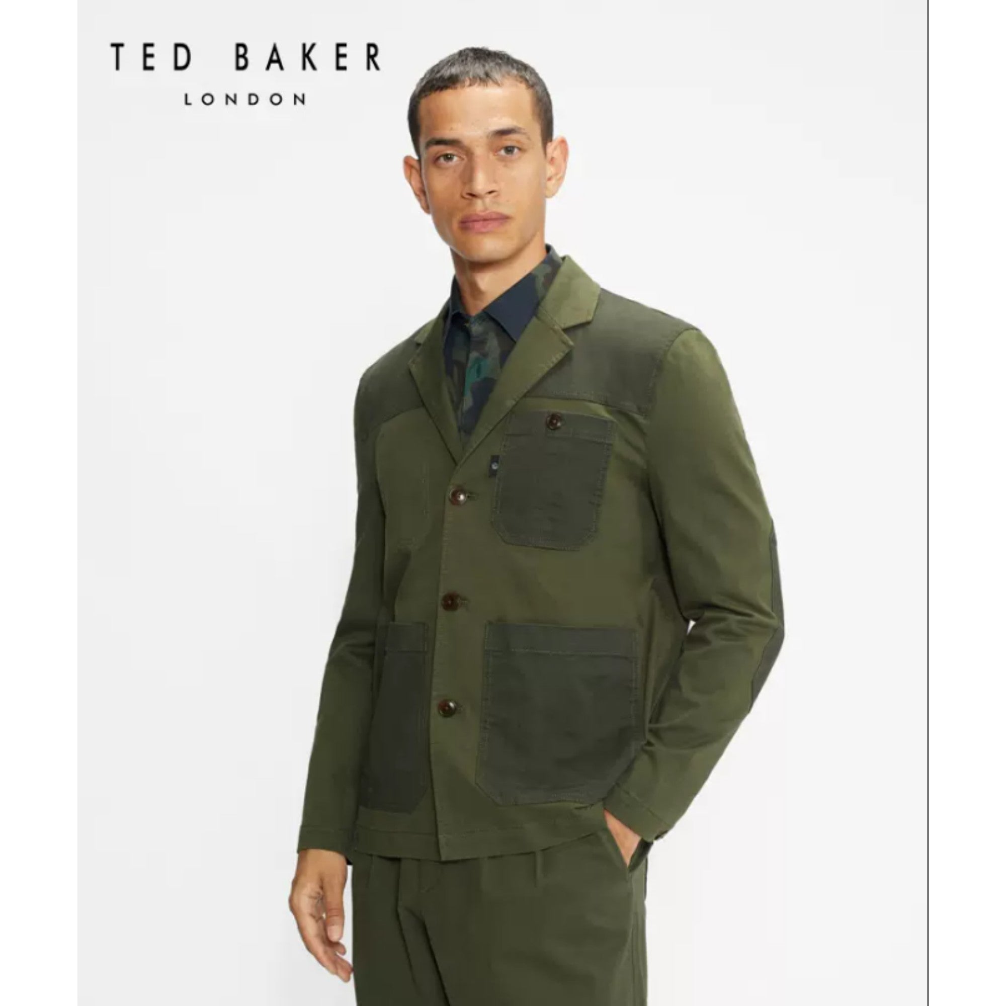 Men Mmj-Skylai-Tonal Colour Blocked Blazer - Dk-Green