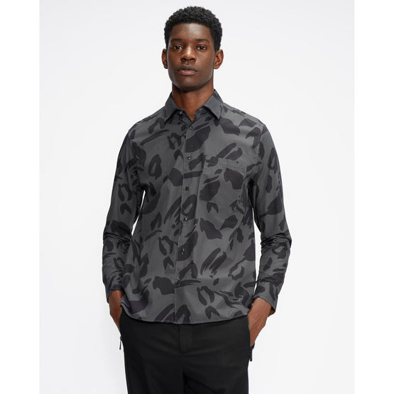 Men Mma-Karpass-Ls Animal Print Shirt - Charcoal