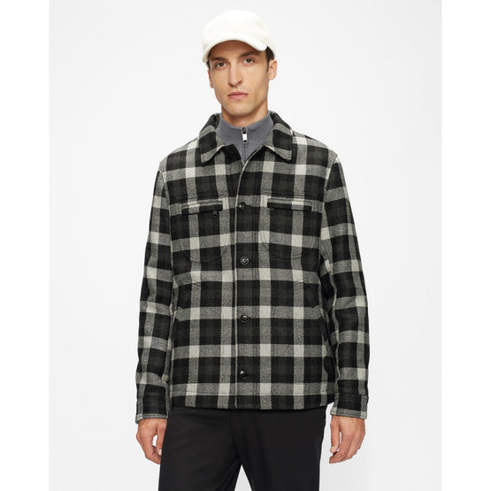 Men Mmo-Incline-Checked Wool Wadded Overshirt - Grey