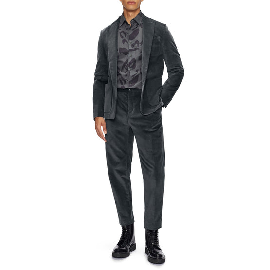 Men Mmt-Farbor-Camburn Fit Velvet Tapered Trs - Grey