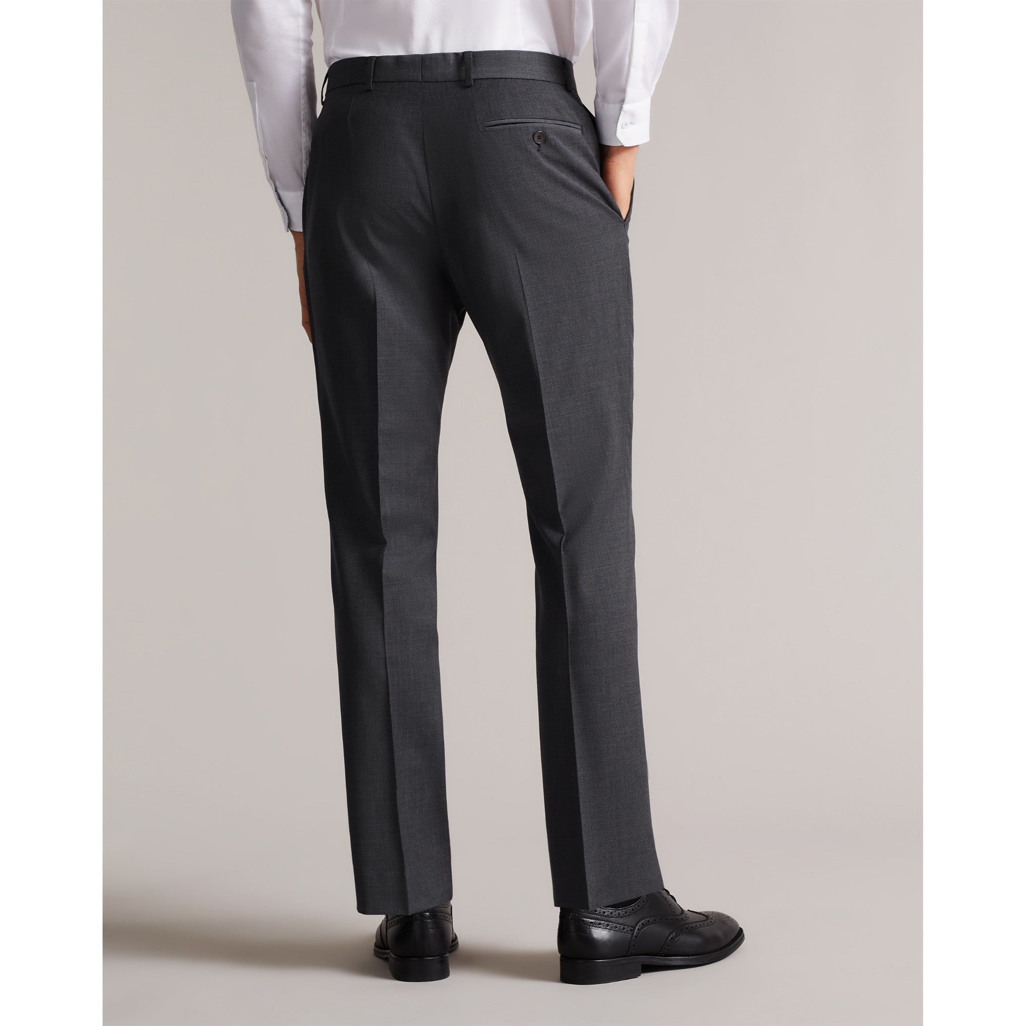 Men Mps-Veriats-Slim Fit Plain Suit Trouser - Charcoal