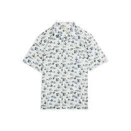 Men Mma-Chipbag-Mib Ss Tdj Printed Revere Shirt - Cream