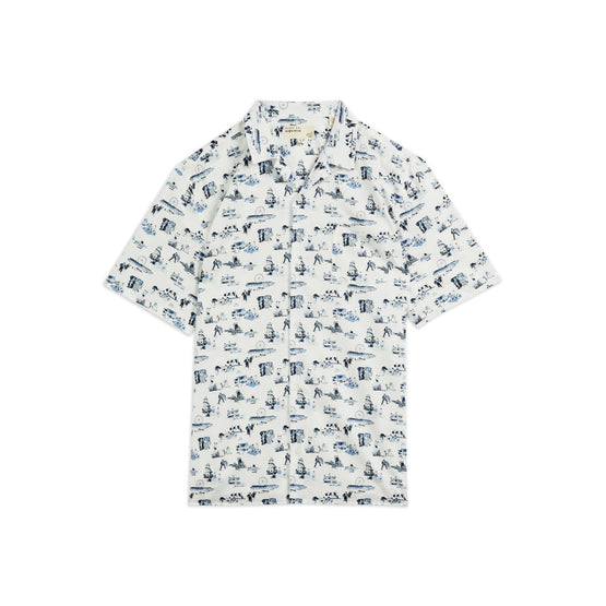 Men Mma-Chipbag-Mib Ss Tdj Printed Revere Shirt - Cream