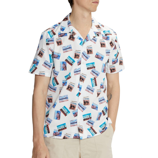 Men Mma-Chocka-Mib Ss Revere Postcard Shirt - White