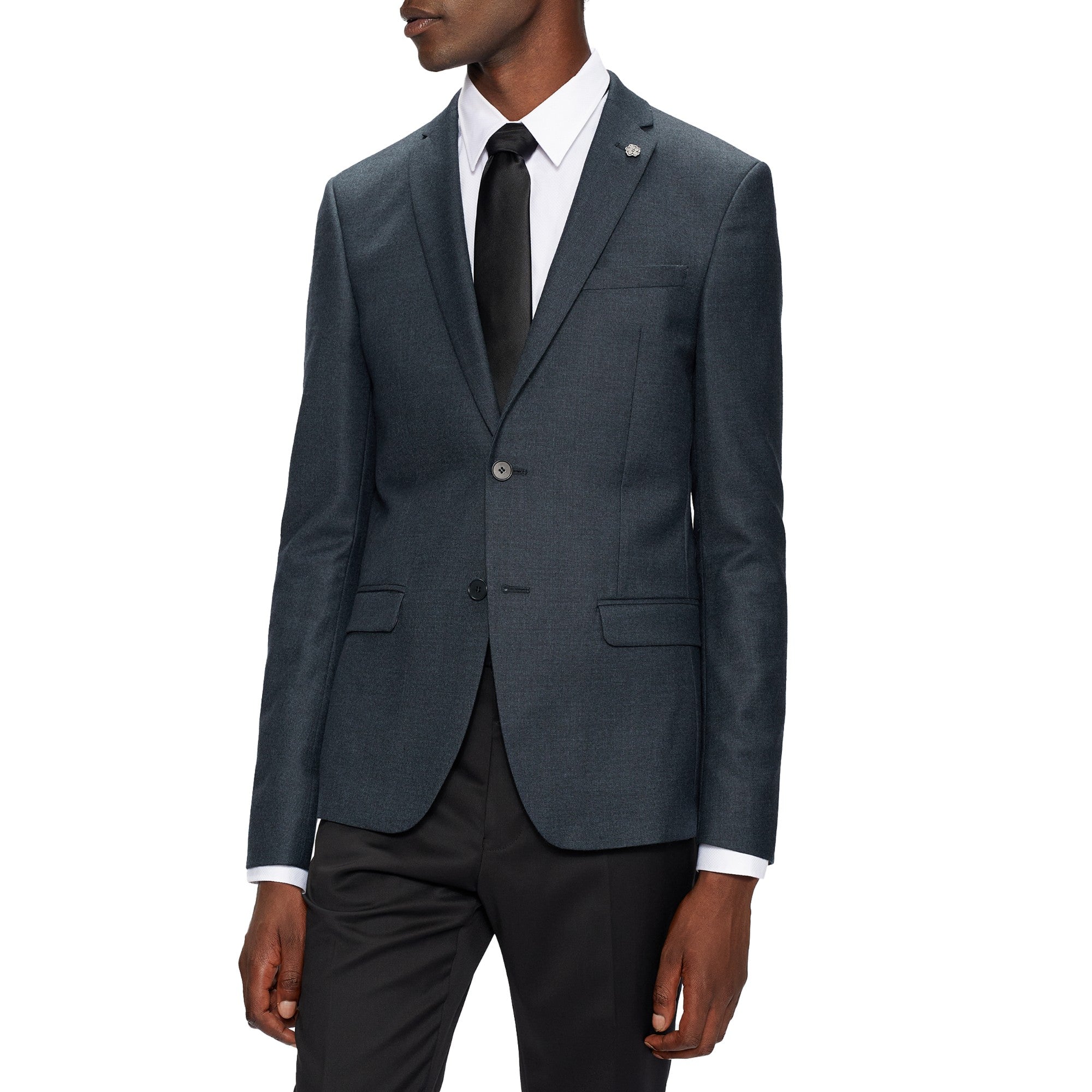 Men Mps-Ardenjs-Slim Fit Textured Suit Jacket - Navy
