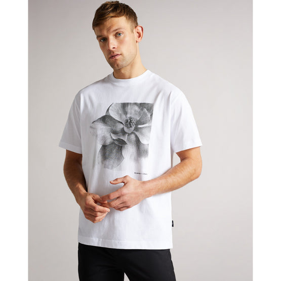 Men Mmb-Huttonn-Ss Flower Printed T-Shirt - White