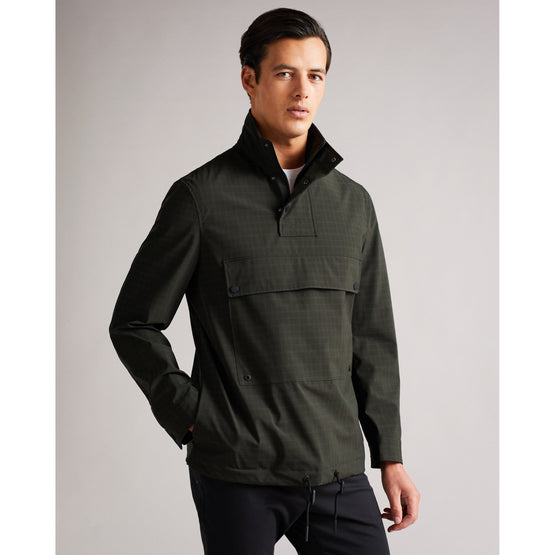 Men Mmo-Dafen-Checked Overhead Funnel Neck - Khaki