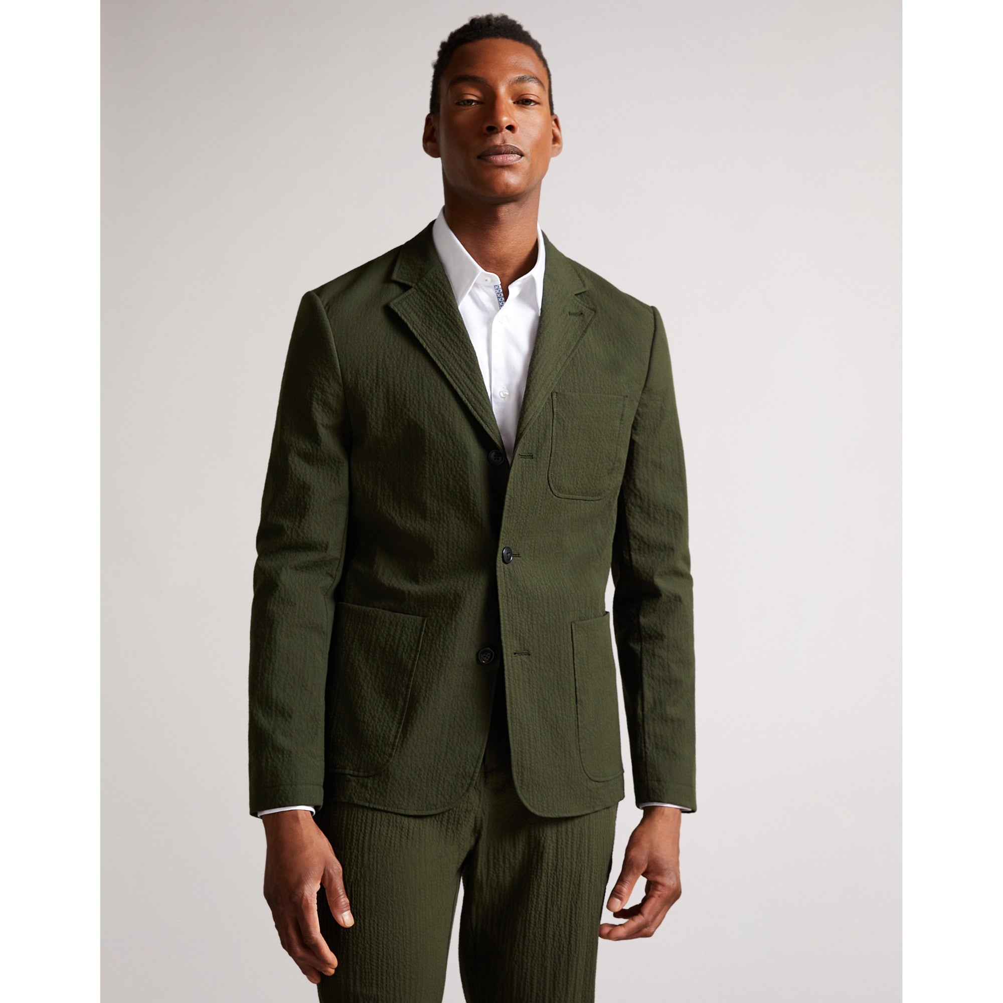 Men Mmj-Hanham-Seersucker Blazer - Khaki