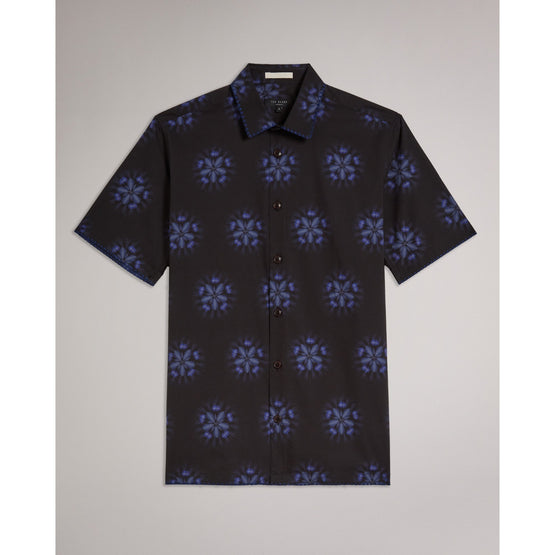 Men Mma-Paden-Ss Floral Printed Shirt - Black