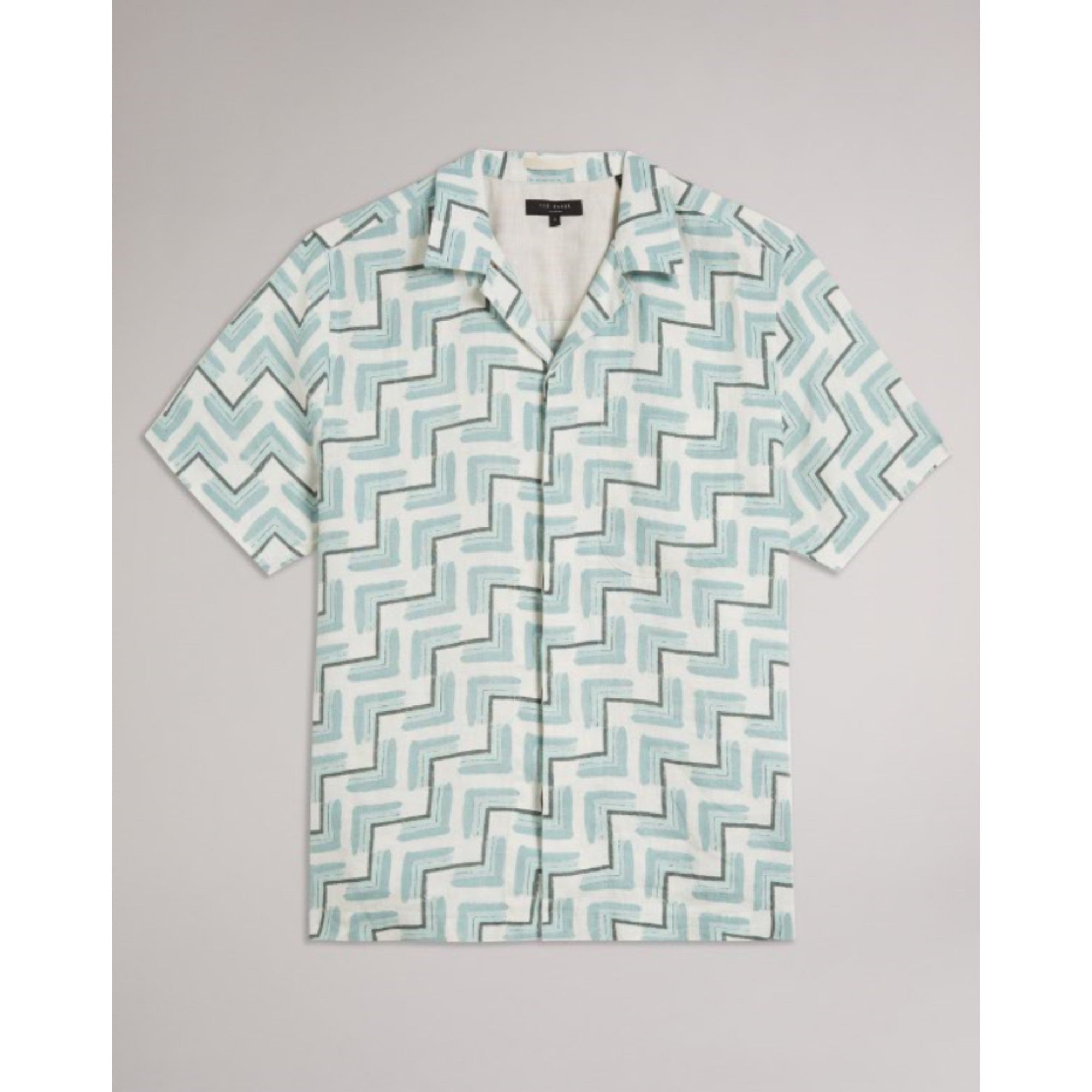 Men Mma-Brecon-Ss Retro Geo Print Shirt - Sky-Blue
