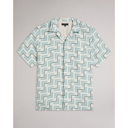 Men Mma-Brecon-Ss Retro Geo Print Shirt - Sky-Blue