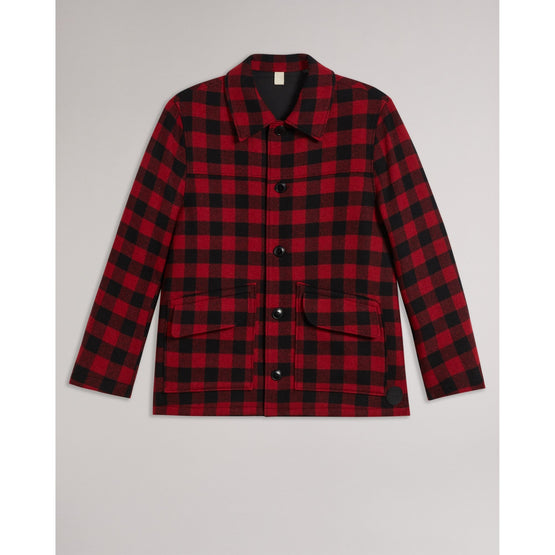 Men Mmo-Nutley-Check Wool Overshirt - Red