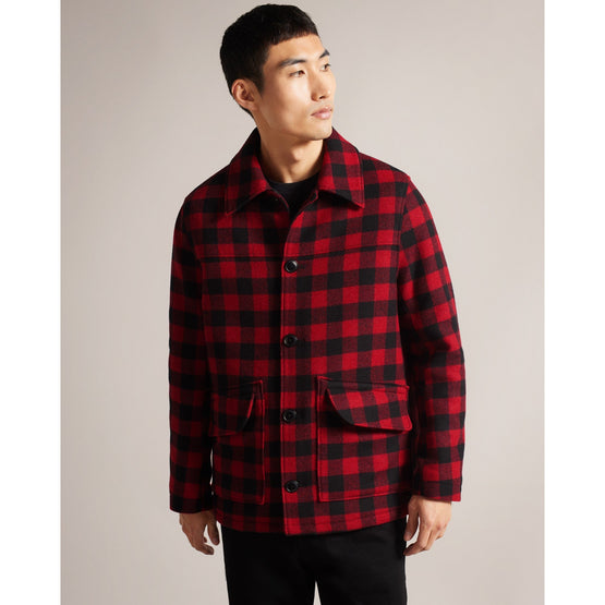Men Mmo-Nutley-Check Wool Overshirt - Red