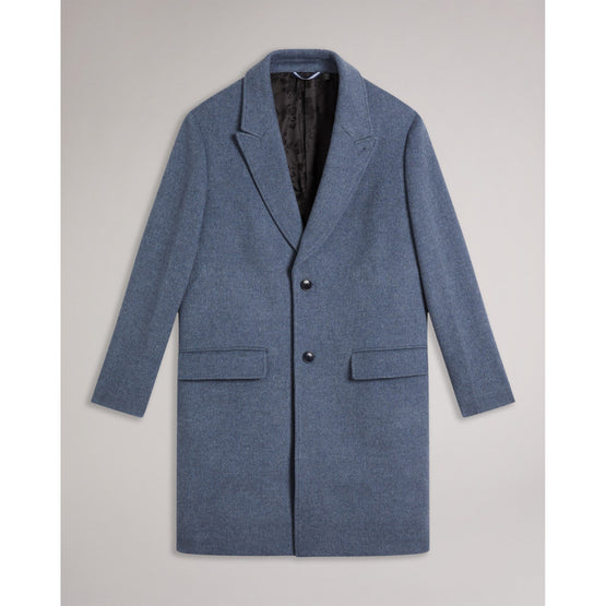 Men Mmo-Raydon-Pure Wool Single Breasted Overcoat - Mid-Blue