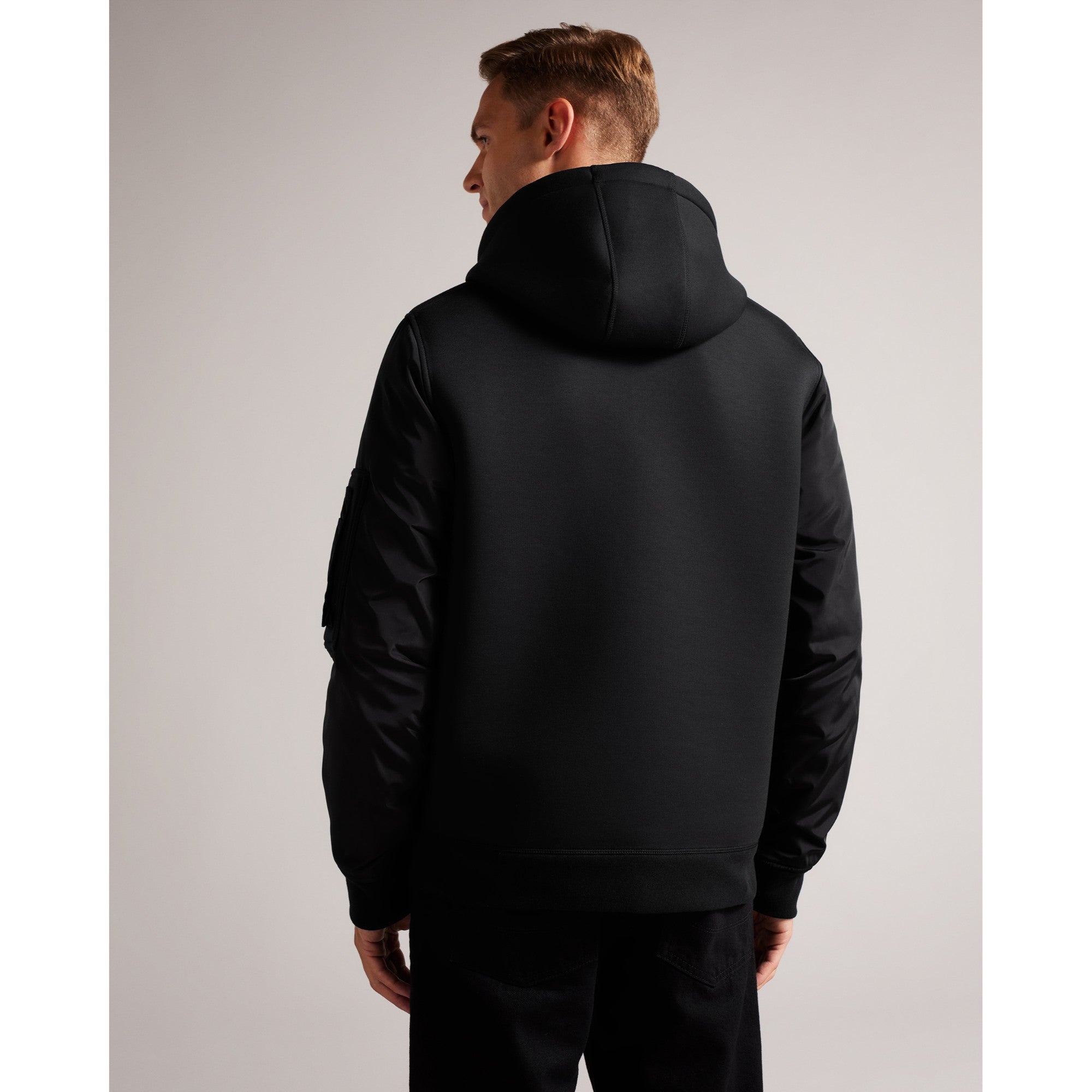 Men Mmb-Easter-Ls Zip Through Hooded Bomber - Black
