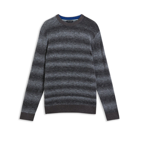 Men Mmk-Abulti-Ls Regular Striped Crew Neck - Lt-Grey