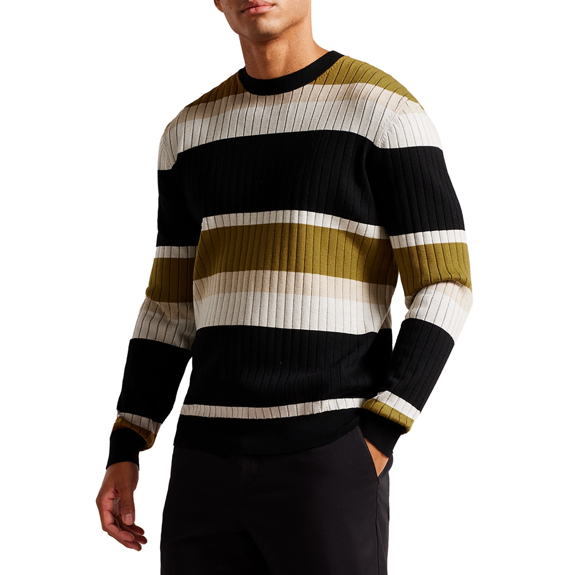 Men Mmk-Array-Ls Regular Striped Crew Neck - Natural
