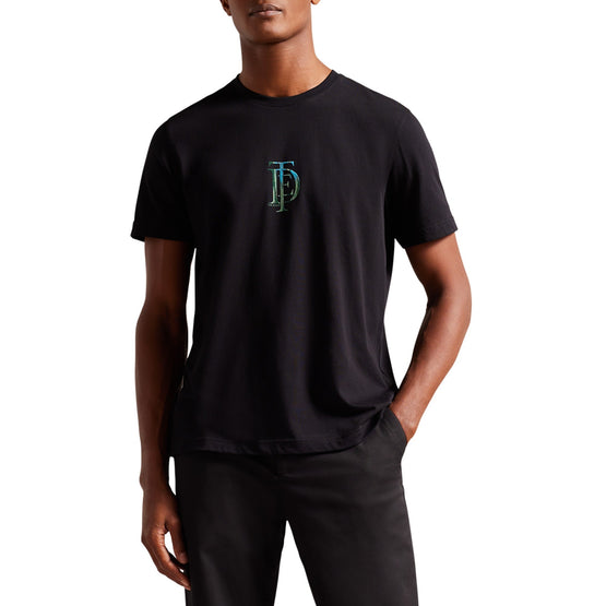 Men Mmb-Achram-Ss Regular Flocked T-Shirt - Black