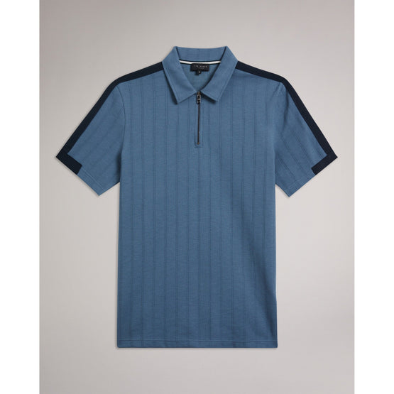 Men Mmb-Abloom-Ss Regular Polo With Zip - Mid-Blue