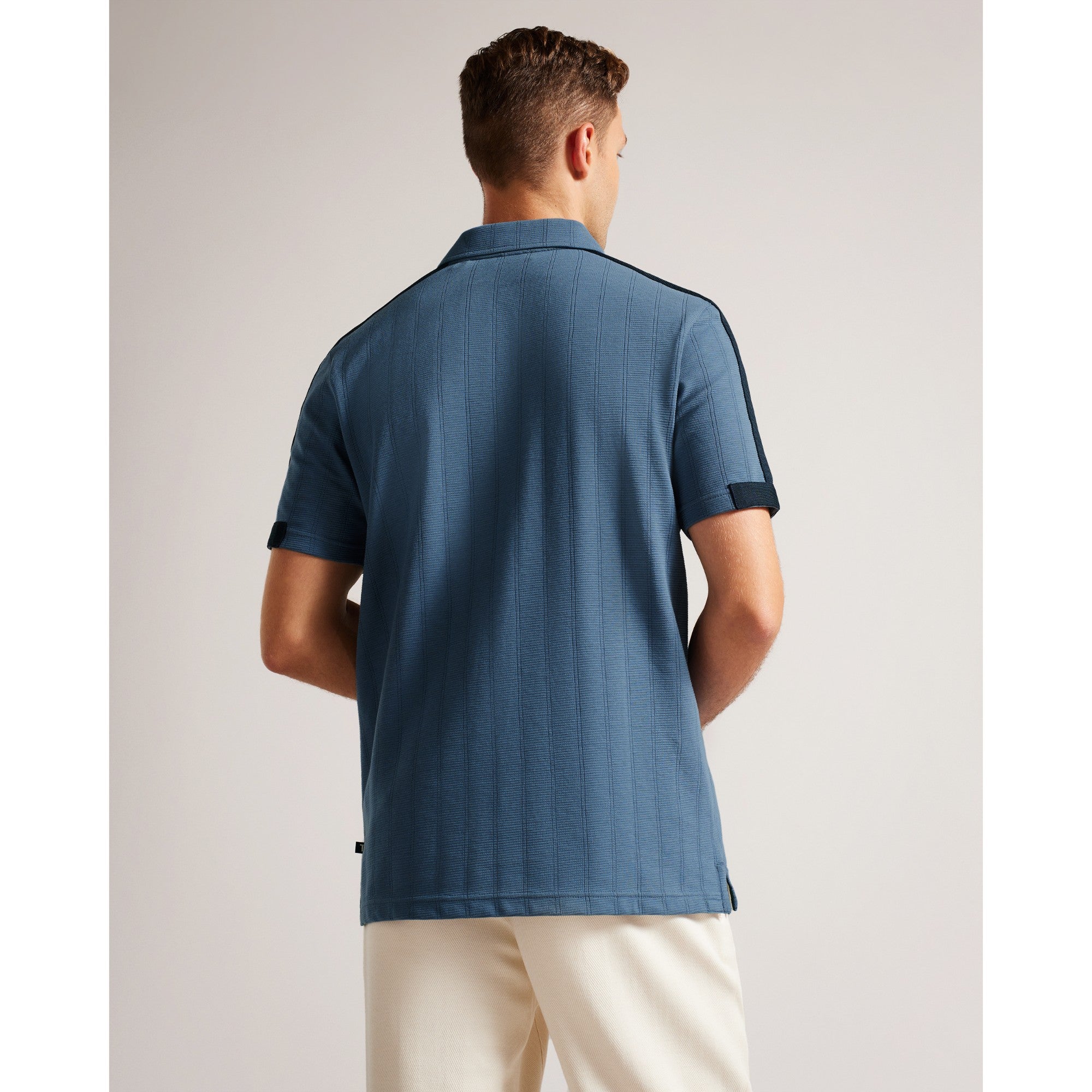 Men Mmb-Abloom-Ss Regular Polo With Zip - Mid-Blue