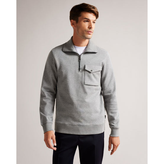 Men Mmb-Ecos-Ls Regular Zip Funnel Neck - Grey