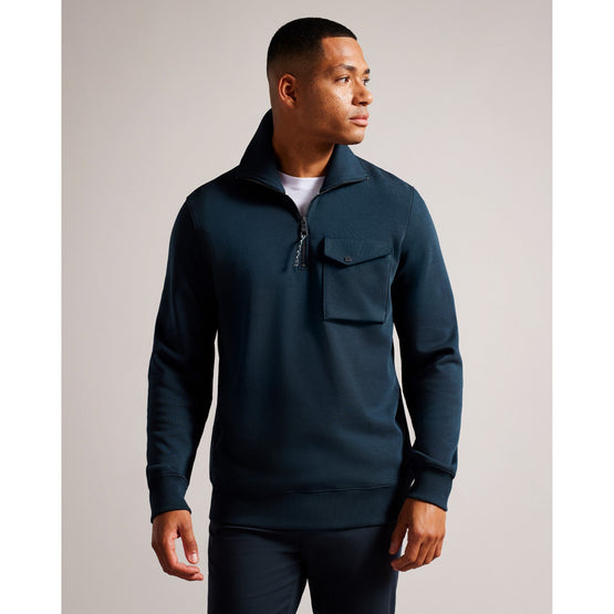 Men Mmb-Ecos-Ls Regular Zip Funnel Neck - Navy
