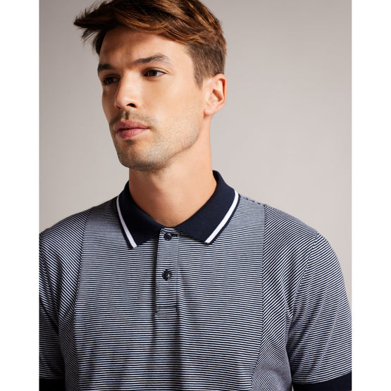 Men Mmb-Taigaa-Ss Regular Striped Panelled Polo - Navy