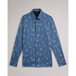Men Mma-Frith-Ls Flower Print Shirt - Mid-Blue
