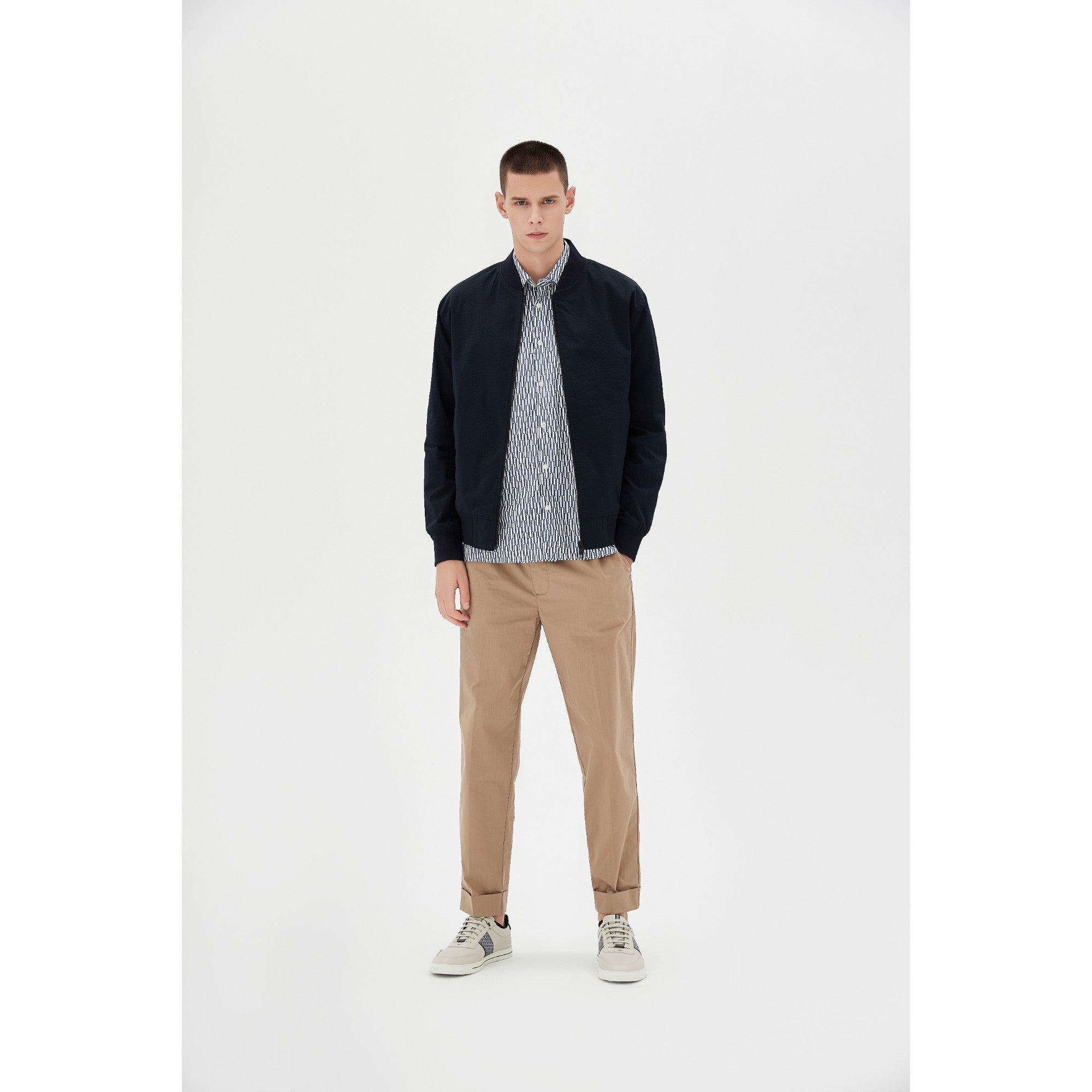 Men Mmj-Doodel-Seersucker Bomber Jacket - Navy