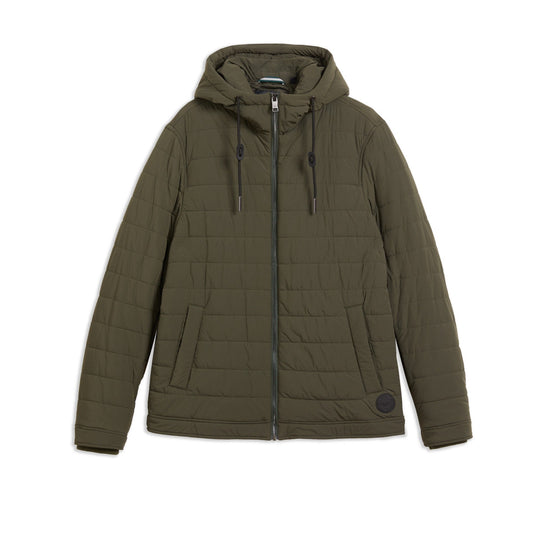 Men Mmo-Ovarn-Funnel Neck QuiltedNylon Jacket - Khaki